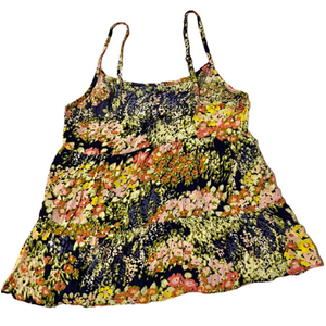NWOT Size Large Watercolor Floral Tank Swing Tiered Boho Flattering Peplum‎